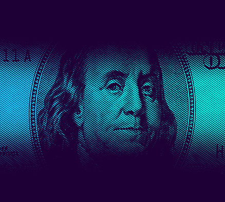Benjamin Franklin Face, American One Hundred Dollar Bill