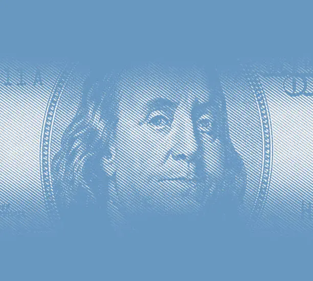 Vector illustration of Benjamin Franklin Face, American One Hundred Dollar Bill