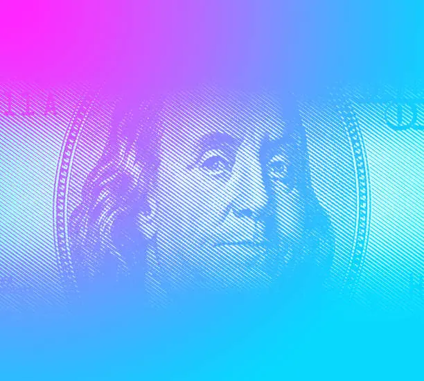 Vector illustration of Benjamin Franklin Face, American One Hundred Dollar Bill