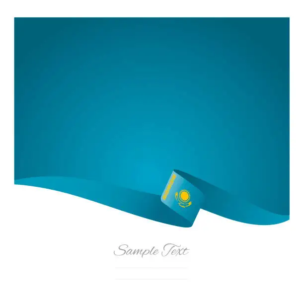 Vector illustration of Abstract color background Kazakhstan flag ribbon vector