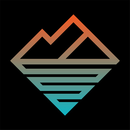 Simple Minimalist Geometric Mountain Lake River Creek Monogram Symbol Design