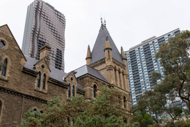 Melbourne, Australia - December 28,2023 : View of old Victorian building of Francis Ormond Building in RMIT University in Melbourne, Australia on December 28,2023.