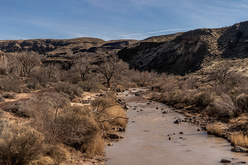 View of River in La Verkin St George Utah Outside Sunny Winter Zion Desert Land