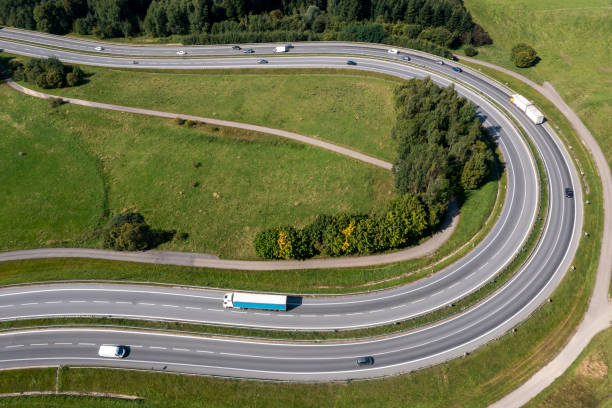 istock Rural highway curve, aerial view 2034835366