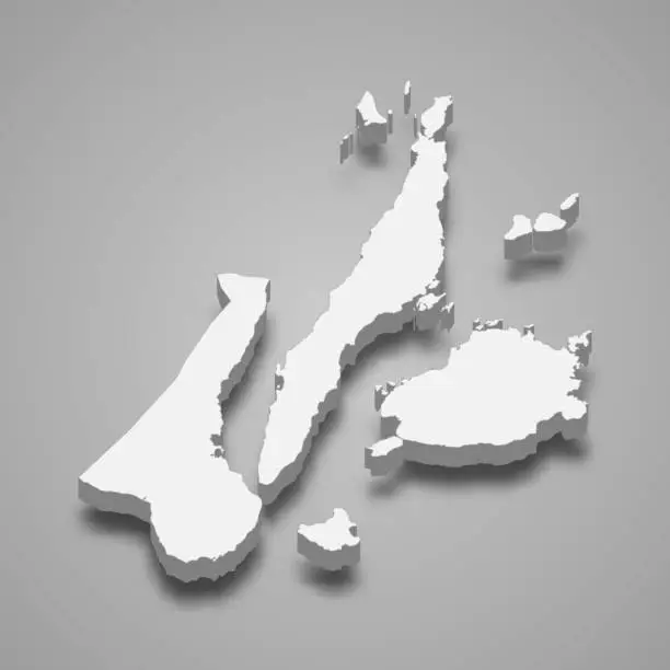 Vector illustration of 3d isometric map of Central Visayas is a region of Philippines,