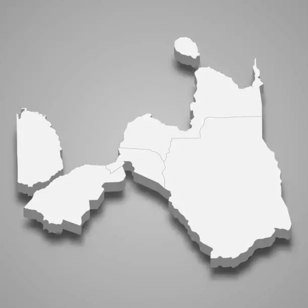 Vector illustration of 3d isometric map of Northern Mindanao is a region of Philippines,