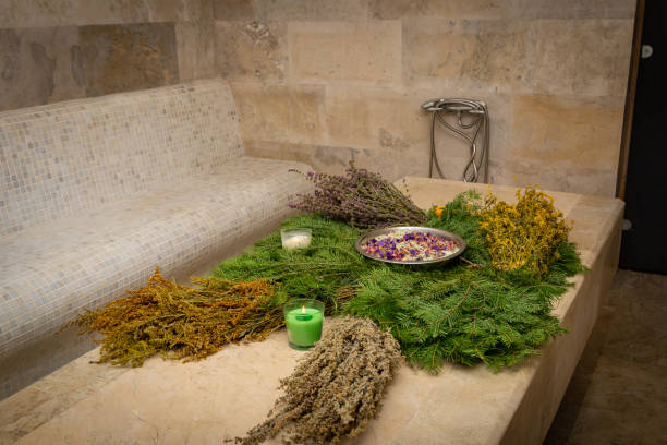 istock The table in the hammam is decorated with fragrant bath brooms 2034913511