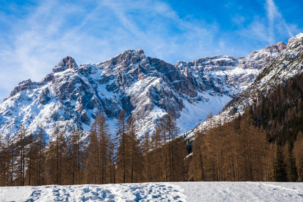 Amazing day in the Dolomites. Spectacular views during an unusual warm winter day