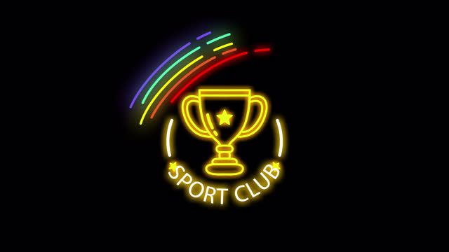 Neon Award Cup Animated Icon. Alpha (Transparent) Channel,  Neon Led Light Sytle. Just Drag and Drop on Your Timeline or Footage Video.