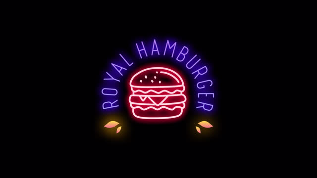 Animated colorful neon light hamburger shape isolated on Transparent background. Alpha Channel,  Neon Led Light Sytle. Just Drag and Drop on Your Timeline or Footage Video.