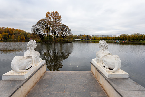 Moscow, Russia – October 21, 2023: Tsaritsyno park in autumn