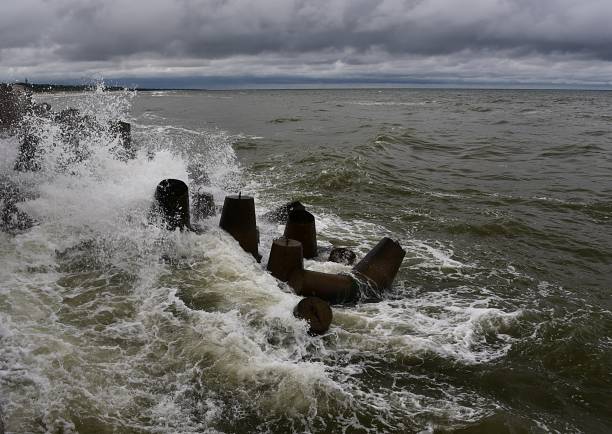 breakwaters near the Baltic Sea. Poland
