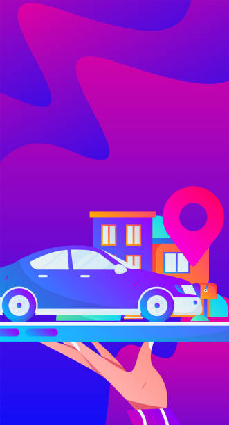 istock Flat vector concept operation hand drawn illustration of people taking a taxi 2034961027