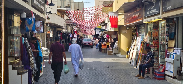 Manama, Bahrain – December 25, 2023: Street life in Manama, Bahrain.