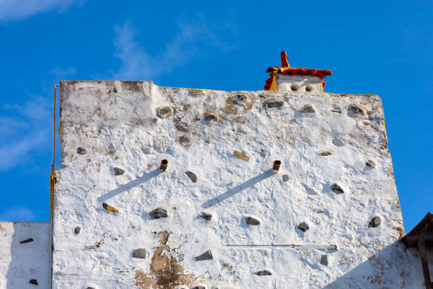 Wall side view of traditional a Buddhist monastery. Traditional architecture details