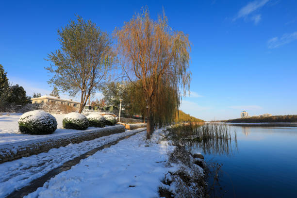 Beautiful snow scenery in a park, North China