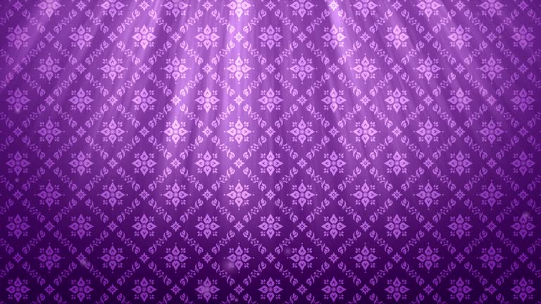 4K Luxury Thai pattern purple background. Lai Thai element pattern animation