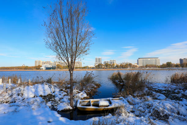 Beautiful snow scenery in a park, North China