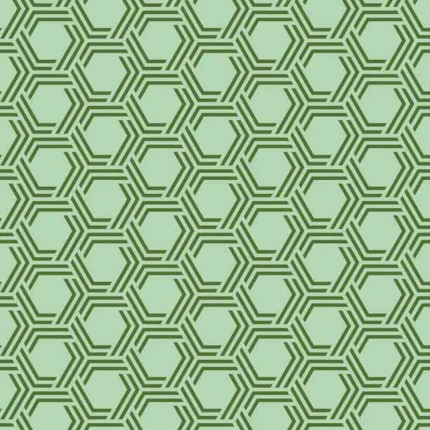 Vector illustration of Geometric hexagon pattern in green shades.