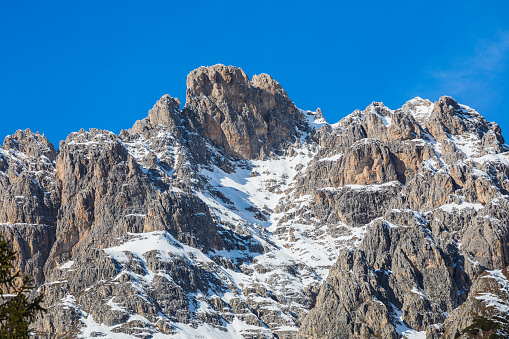 A view of the Dolomites in Trentino Alto Adige. Lakes and mountains.