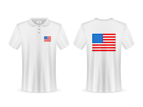 Polo shirt with USA flag on a white background. Vector illustration.