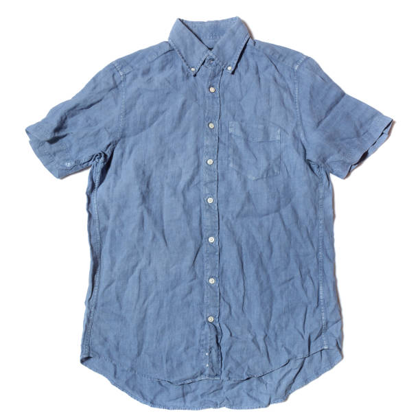 istock Men's casual short-sleeved shirt on white background 2035010902