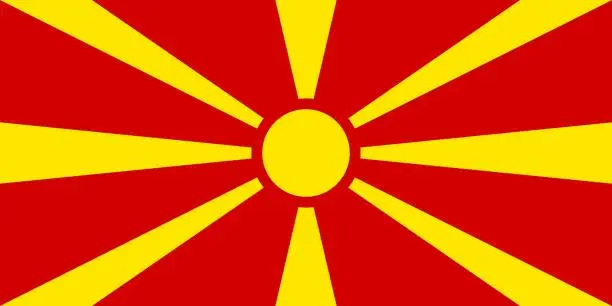 Vector illustration of national flag of Republic of North Macedonia