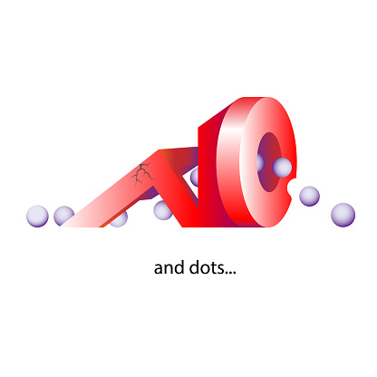 The inscription in the form 3d shapes ,NO with a points, dots. The illustration includes words of doubt or denial. illustration.