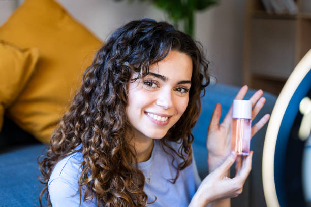 istock Beauty Blogger with Cosmetics and Ring Light 2035048880