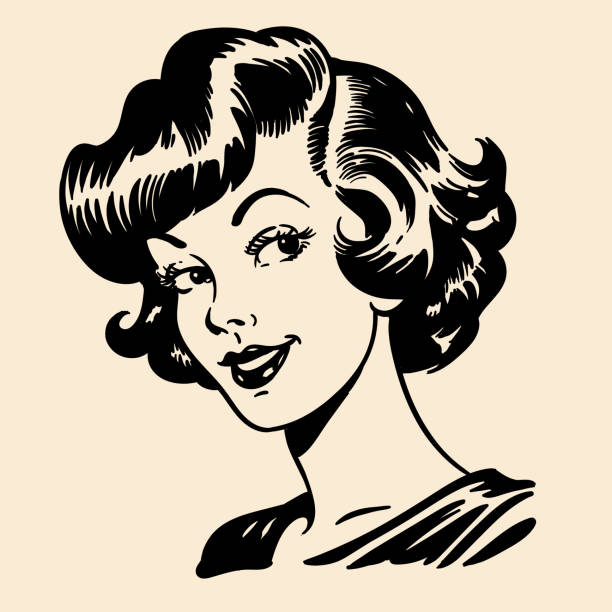 Vintage comic book style illustration of a woman's face, sketches and early designs can be provided if needed