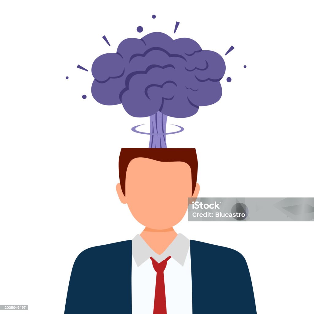 Man With An Open Head From Which Appears Of A Nuclear Explosion Cloud ...