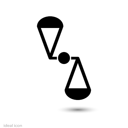 Abstract icon variable gravity. Sign isolated on white background. Danger zone - work antigravity driven. Science theoretical physics, equations of general relativity.  illustration Eps 10.