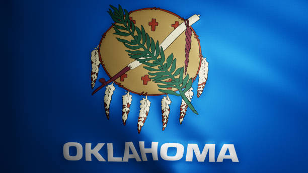 Oklahoma flag with fabric texture that moves in the wind. Smooth movement of the waving flag in a perfect loop. Blue, white, freedom, country, nation, USA state. Oklahoma flag with fabric texture that moves in the wind. Smooth movement of the waving flag in a perfect loop. Blue, white, freedom, country, nation, USA state. oklahoma state flag stock illustrations