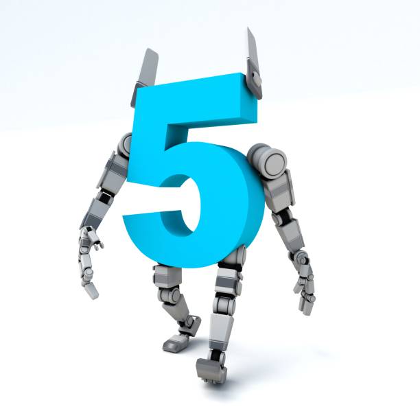 istock 3D illustration of the number five robot 2035069778