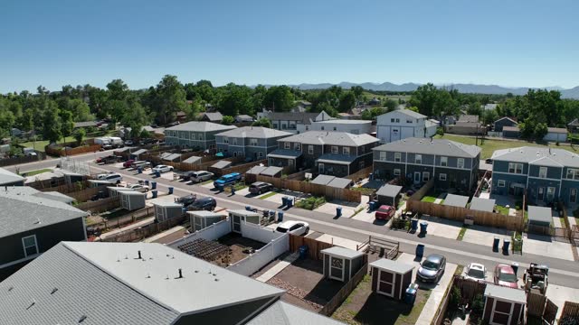 New Townhouses In Suburban America - Aerial Drone Video