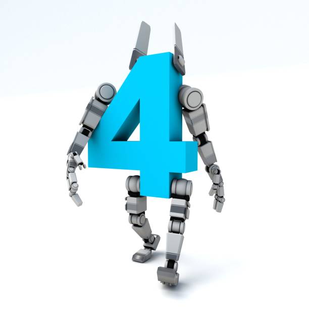 istock 3D illustration of the number four robot 2035069796
