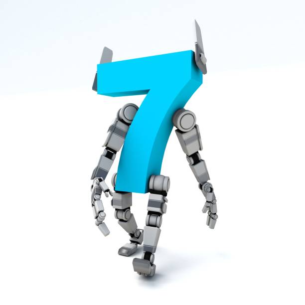 istock 3D illustration of the number seven robot 2035070901