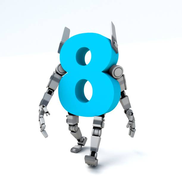 istock 3D illustration of the number eight robot 2035070919