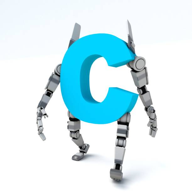 3D illustration of the letter C two robot