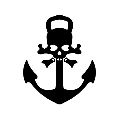 Nautical pirates anchor, isolated icon. Ship anchor, vintage black.  illustration for marine and heraldry design. EPS 10.