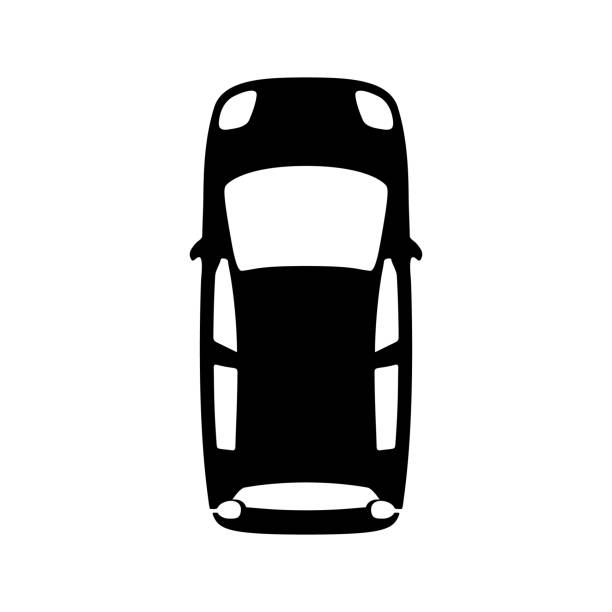 istock Midget black car top view icon isolated on white background. Sedan, small, mini auto and city automobile.  illustration 2035101858