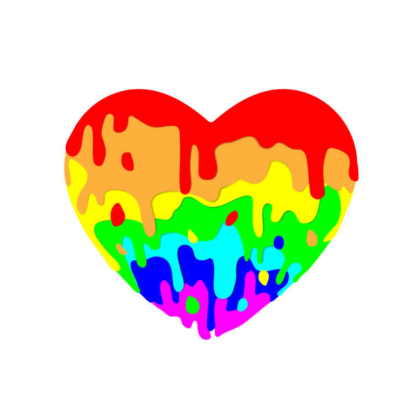 istock Fluid heart flowing, multicolored paint of colored figures on light background for Valentines day. Multicolor dripping. Stylish acrylic liquid layered colorful painting concept.  illustration 2035105005