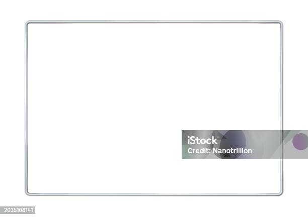 Rectangular Metalic Frame Rectangle Realistic Frame Metal Or Silver With Rounded Corners Slender ...