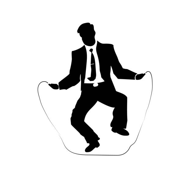 ilustraciones, imágenes clip art, dibujos animados e iconos de stock de silueta del hombre de negocios de un hombre en traje y corbata cabalga. . éxito. . - receptionist office silhouette business