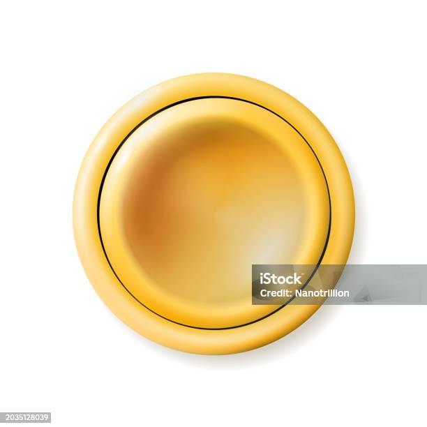 Yellow Component Icon Realistic Matte Yellow Button Plastic Circle Ui Component Illustration ...