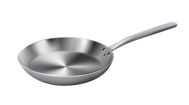 istock Realistic empty metal frying pan isolated on white background.  illustration kitchen utensil. 2035129691