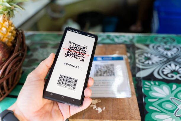 istock Qr code payment, E-wallet, cash technology concept illustration. Tag scanning people in coffee shop acceptance creating digital payment. 2035137803