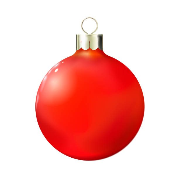 istock Christmas Red ball isolated on white, bauble 3d realistic. Merry xmas and New year design element, bright decoration.  illustration. 2035147990