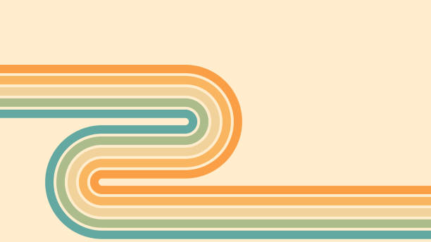 Abstract background of rainbow groovy Wavy Lines design in 1970s Hippie Retro style. Vector pattern ready to use for cloth, textile, wrap and other.