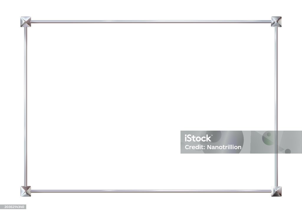 Rectangular Metalic Frame Rectangle Realistic Frame Metal With Corner Elements Of Metallic ...